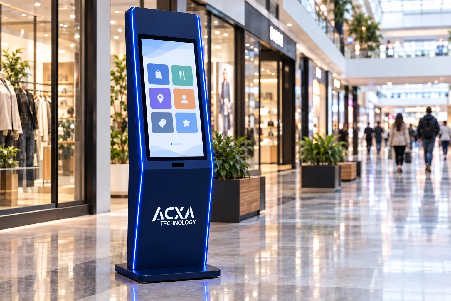 Borne interactive en libre-service pour le commerce, la banque, le transport et les services